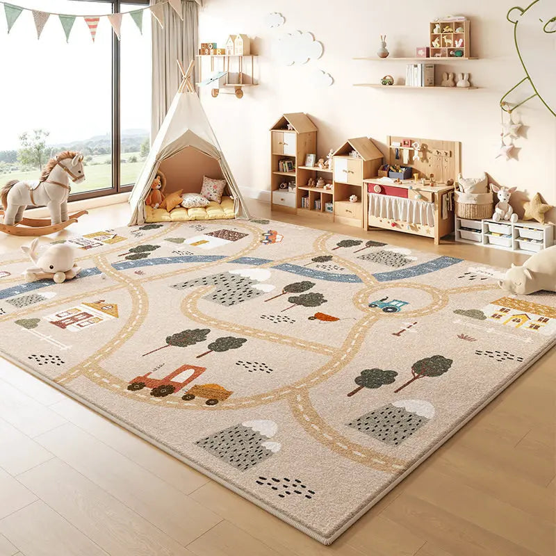 Cartoon Style Bedroom Decor Carpet Thicken Plush Carpets for Living Room Large Area Children's Floor Mat Fluffy Soft Bedside Rug