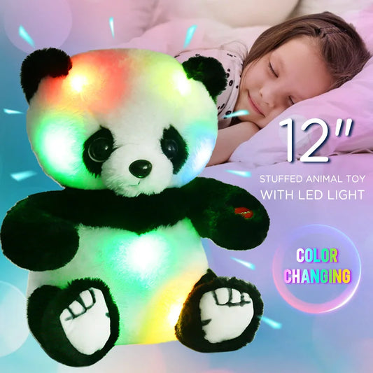12'' Light Up Panda Stuffed Animals Kawaii Panda Bear Plush w/ LED Light, Christmas Birthday Gift for Kids Boys Girl Hugging Toy