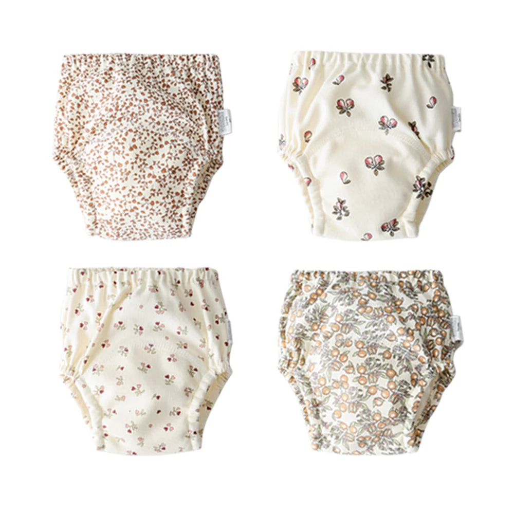4PCS Baby Kids Cotton Potty Training Pants Waterproof Infant Shorts Underwear Reusable Cloth Diaper Nappies Children Panties