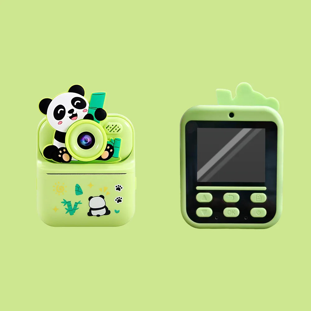 Cartoon Panda Kids Instant Print Camera Portable Selfie Toy Camera Birthday Halloween Thanksgiving Christmas New Year Gift for Boys Girls