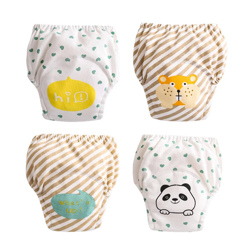4PCS Baby Kids Cotton Potty Training Pants Waterproof Infant Shorts Underwear Reusable Cloth Diaper Nappies Children Panties