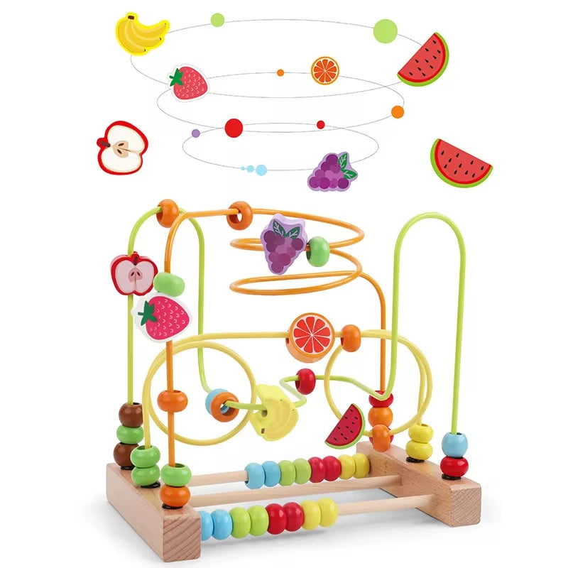 Montessori Baby Toys Wooden Roller Coaster Bead Maze Abacus Math Toys Toddler Early Educational Toys for 1 2 3 Years Kids Gifts