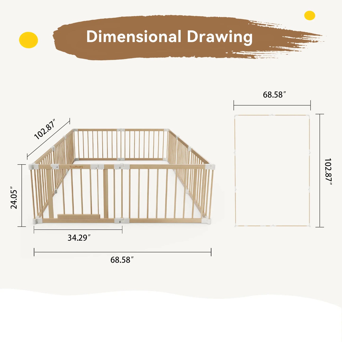 TouHeart Wooden Playpen for Baby & Toddlers, Foldable Large Baby Safe Play Fence Yards With Gate, 8 Panels/ 10 Panels