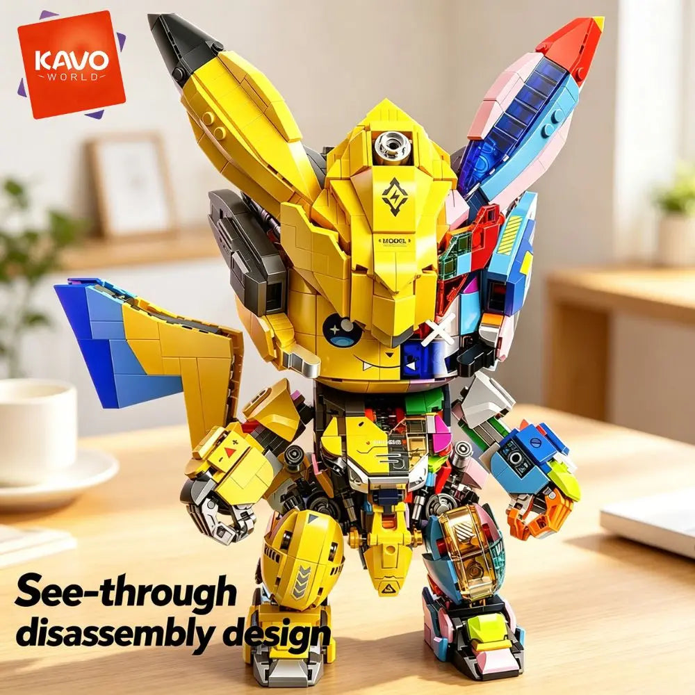 1505PCS DIY Mecka Mouse Building Block Set Semi-Transparent Anime Disassembly Glow Light Up Bricks Model for Building Fans Construction Kit
