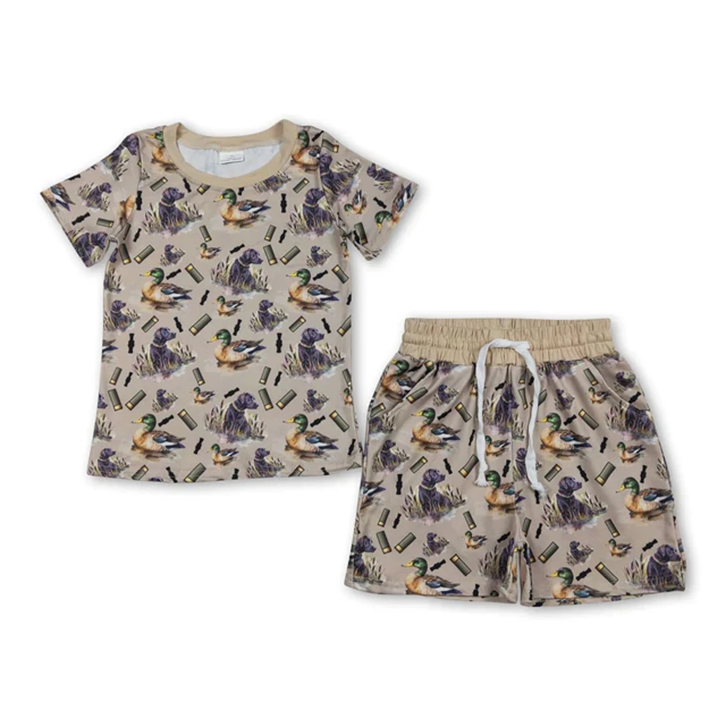 Toddler Boy 2 Piece Summer Outfits Print Short Sleeve T-shirt Elastic Waist Shorts Kids Matching Sets