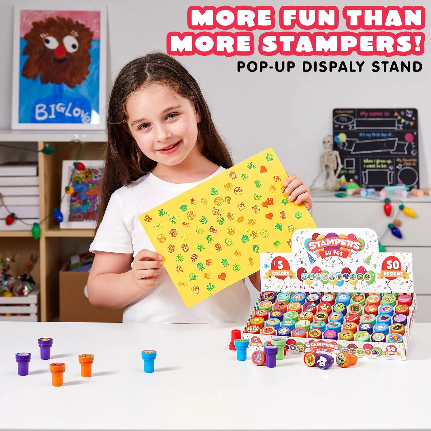 50 Pcs Assorted Stamps Self-Ink Stamps for Kids Birthday Christmas Party Carnival Prizes Halloween Gifts