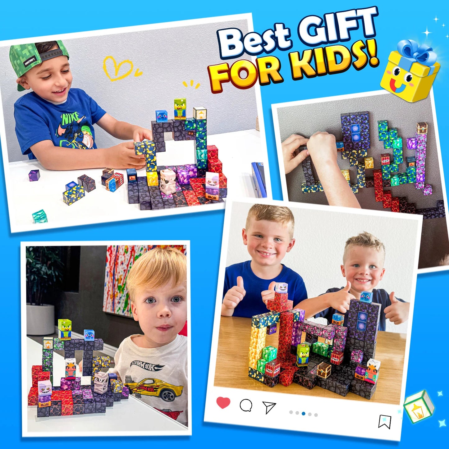 Magnetic Blocks - Mine Magnet World Building Toys for Kids Ages 4-6 6-8 8-12, STEM Magnetic Building Blocks Kids Sensory Toys Games, Gift for 3+ Year Old Boys and Girls