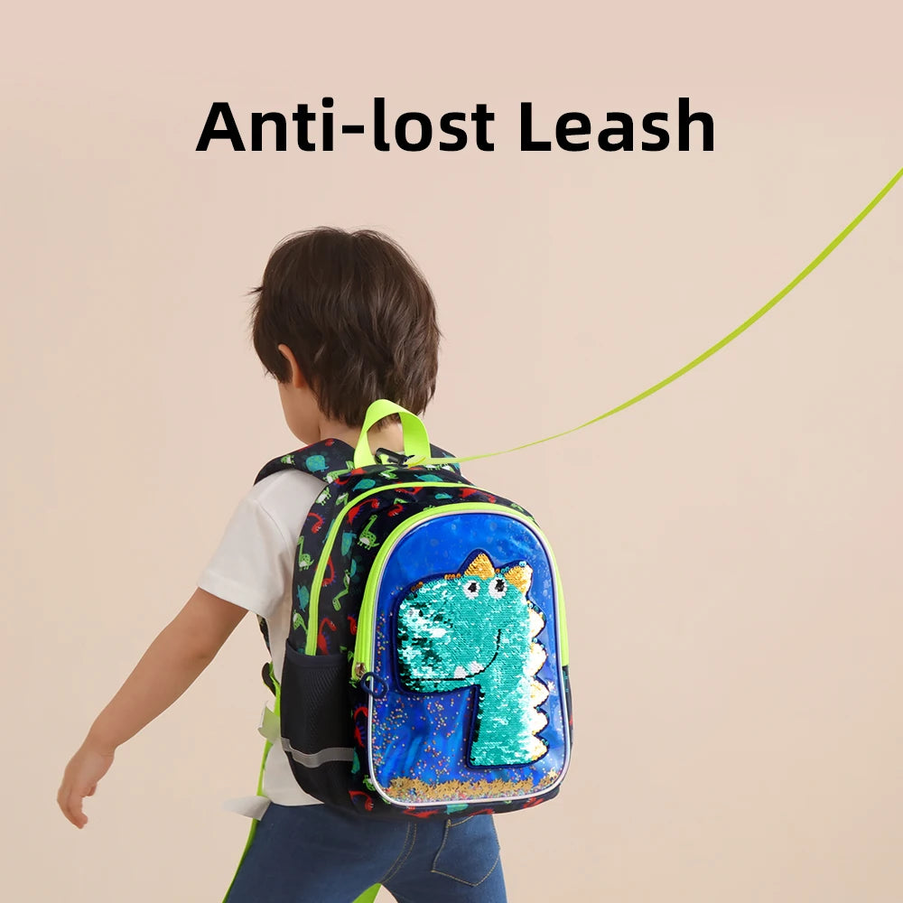 Dinosaur Kids Backpack Reversible Sequins for Preschool Early Elementary Kindergarten Backpack for Kids 3-6 years