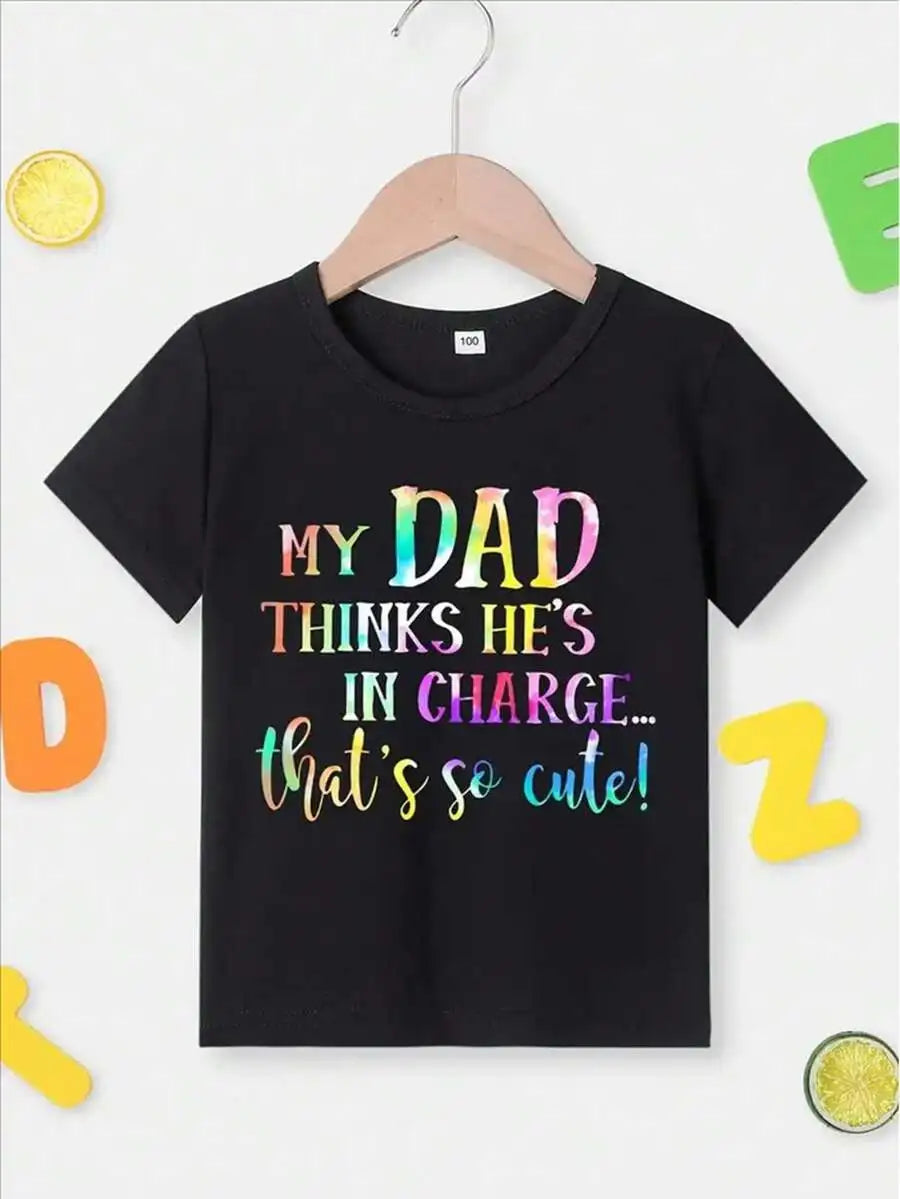 MY DAD - Girls' T-Shirt - Fashionable And Comfortable Round Neck Short Sleeve - Suitable For Summer