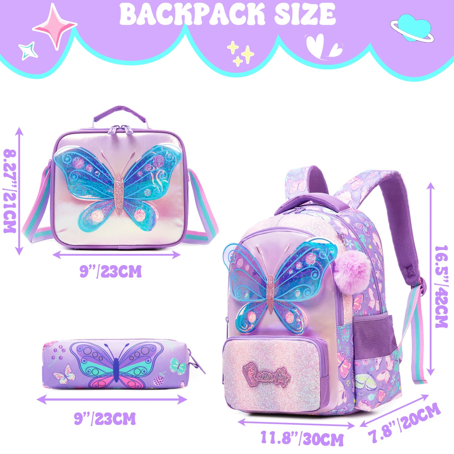 Backpacks for Girls Backpacks for Elementary Preschool Students Kids School Backpack with Lunch Bag Gift Package