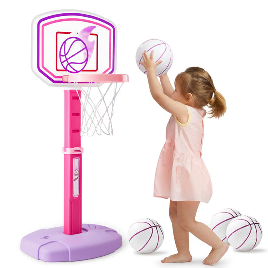 Basketball Hoop Toddler Indoor Basketball Game Set Adjustable Basketball Goal With 4 Balls for Boys Girls Birthday Gift