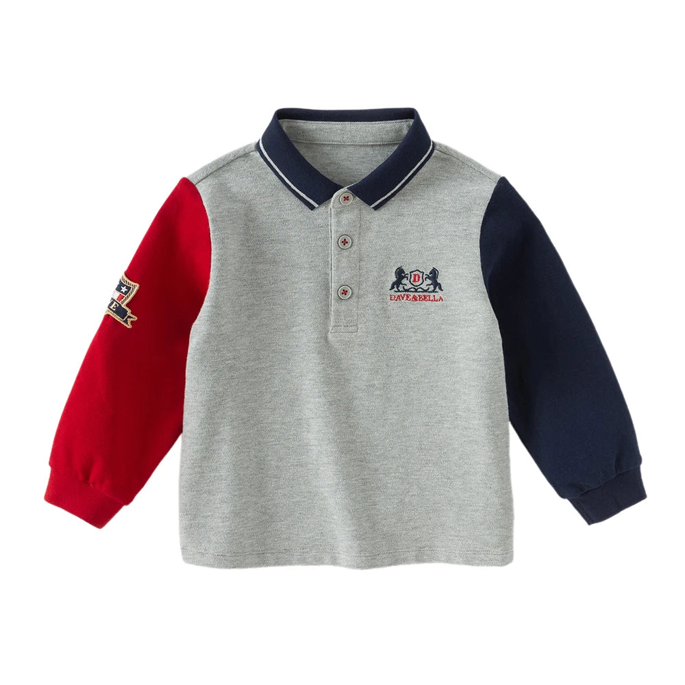 Boys' Spring Autumn Polo T-shirt Casual Long Sleeve Cotton T-shirt Kids Boy Outdoor Polo Shirt