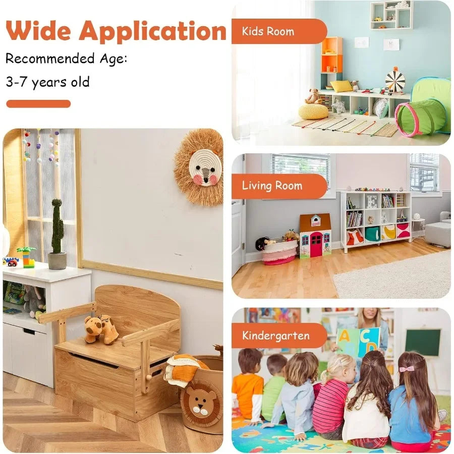 3in1 Convertible Wooden Toy Storage Bench With Handle For Toddlers Table And Chair Set Ideal For Daycare Playroom Safe And Dura