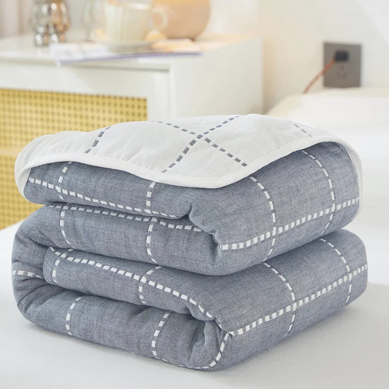Breathable 6-layer Muslin Blanket for Children Adult 100% Cotton Sofa Bed Throw Blankets Soft Skin-Friendly Towel Blanket Summer
