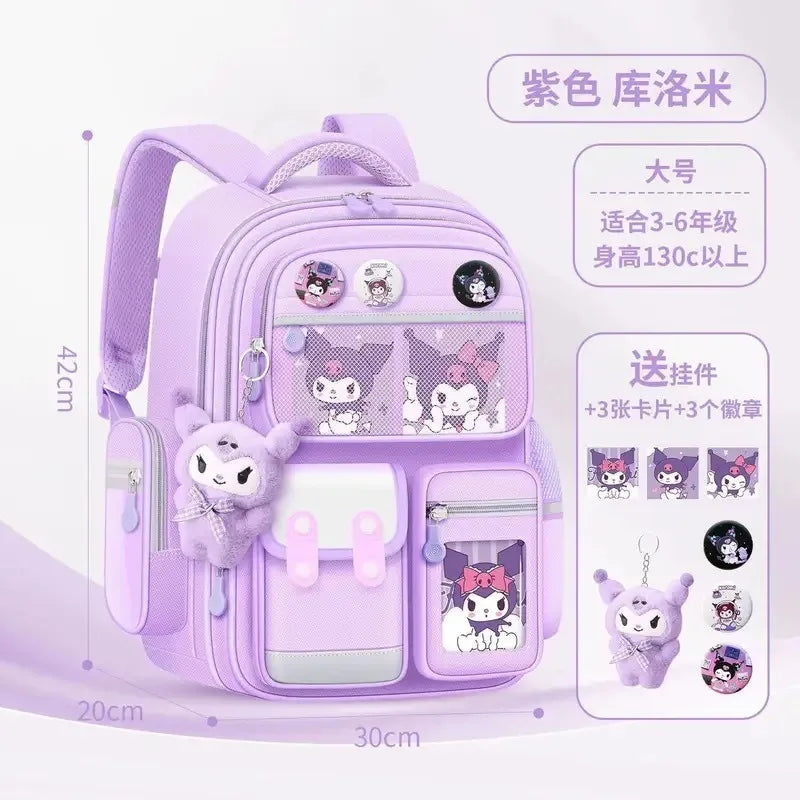New Hot Cinnamoroll Large-Capacity Cartoon Children'S Backpack Kuromi My Melody Pochacco Cute Anime Children'S School Bag Set