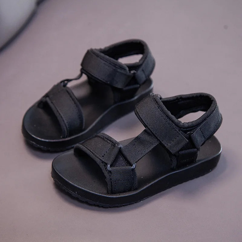 Boy Girl Canvas Sandals Slippers Solid Color Soft Soled Anti-Slip Children Kid Shoes Summer Beach