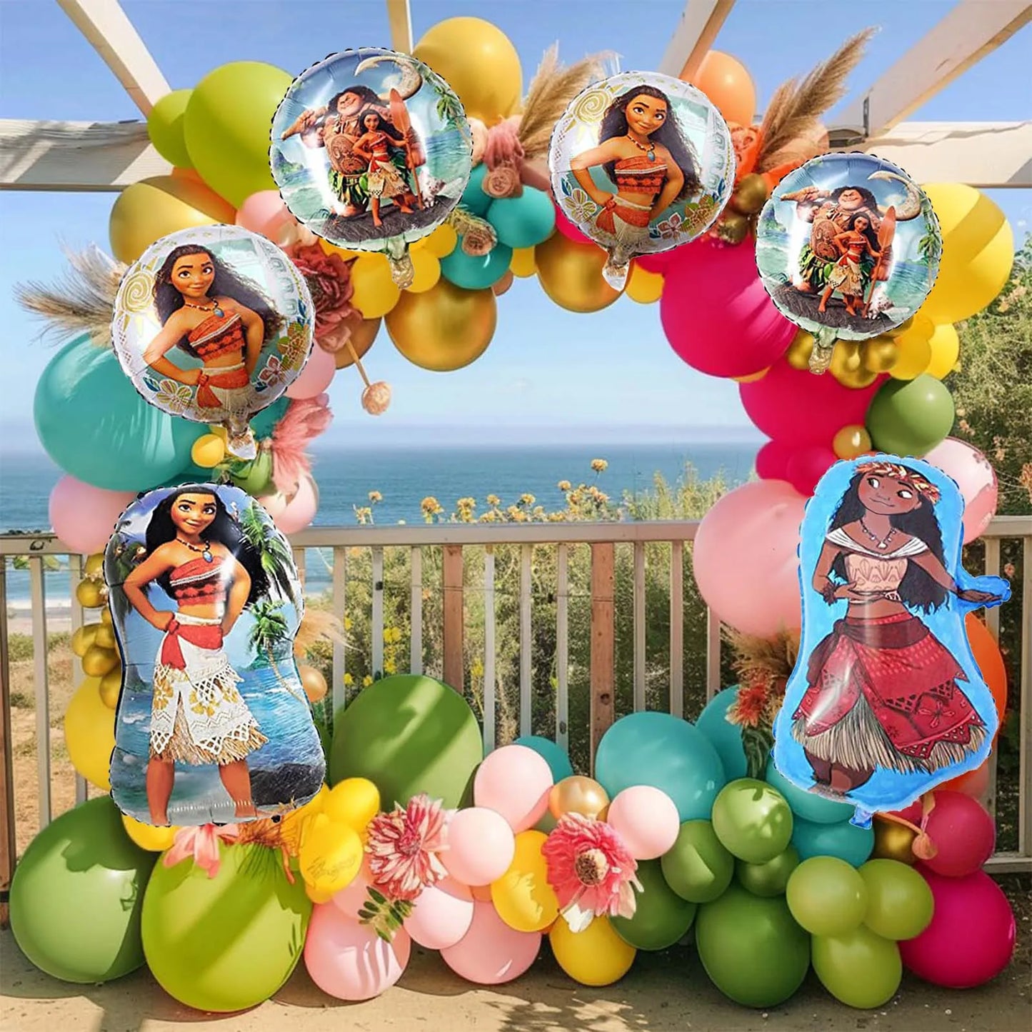 6Pcs Moana Balloons, Moana Party Decoration Foil Balloon for Party Supplies Birthday