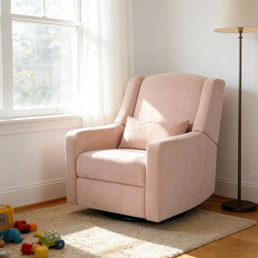 270° Swivel Nursery Rocking Recliner with Waist Pillow USB Port Comfy Glider for Living Room Bedroom, Customized