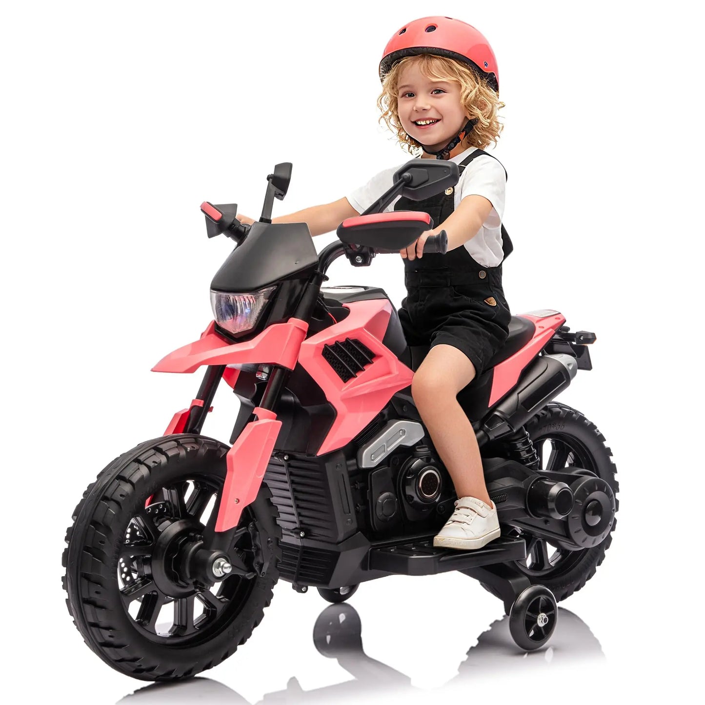 6V Kids Motorcycle With Training Wheels Headlight And Music 2 To 5 Mph Adjustable Speed Electric Ride On Bike For Toddler Child As Gift