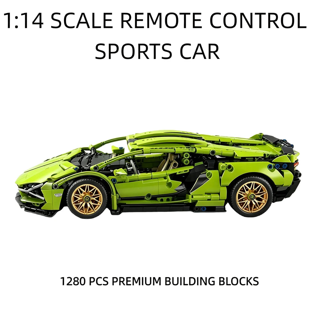 1:14 RC Technic  Sports Car Blocks Bricks with Built-in Motor, DIY Assemble Remote Racing Car Model