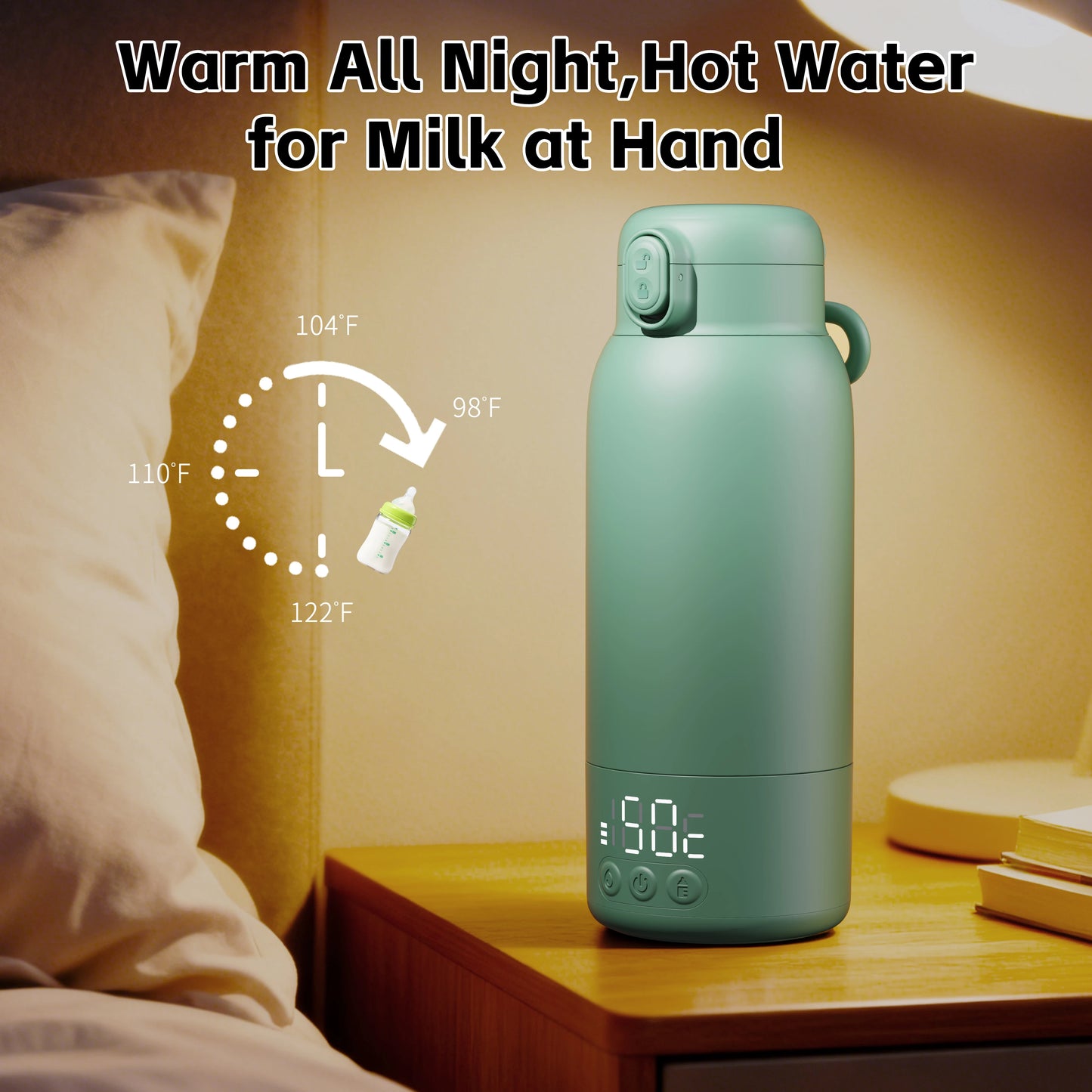 500ml Portable Travel Thermos, Milk Warmer, Milk Coffee Heater, Fast Heating and Long Battery Life Baby Milk Bottle Warmer with Long-lasting Insulation Function