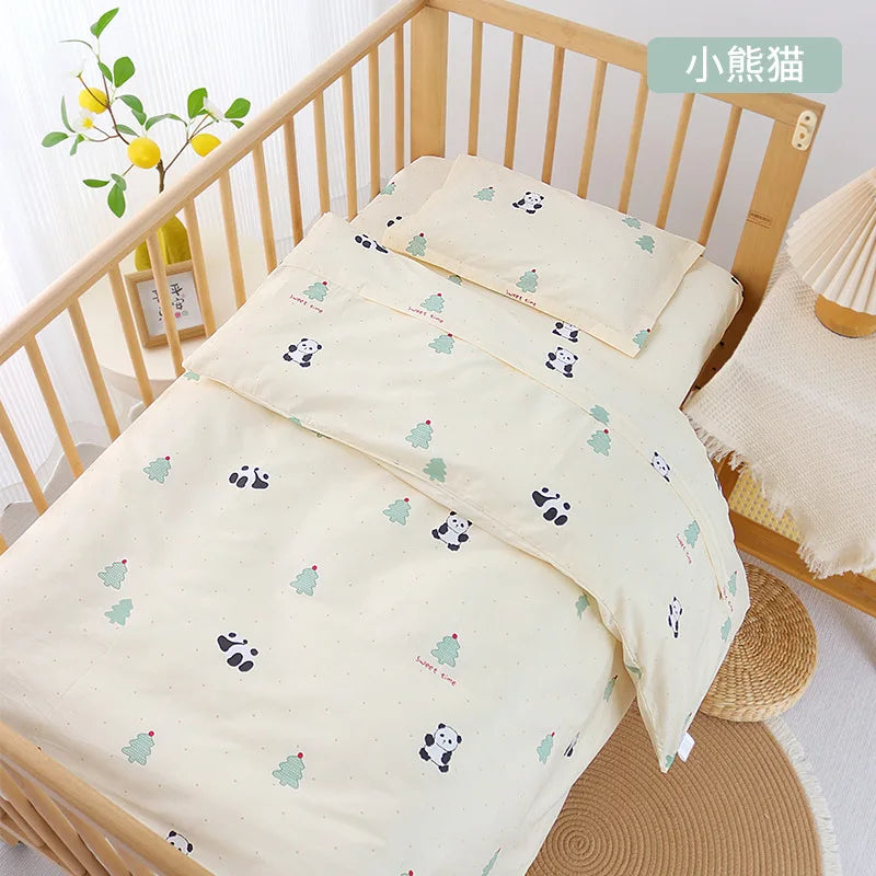 3Pcs Set Baby Beddings Set Organic Cotton Duvet Cover Case Bed Sheet Pillow Case With Cartoon Printting Children Cot Bed Linen