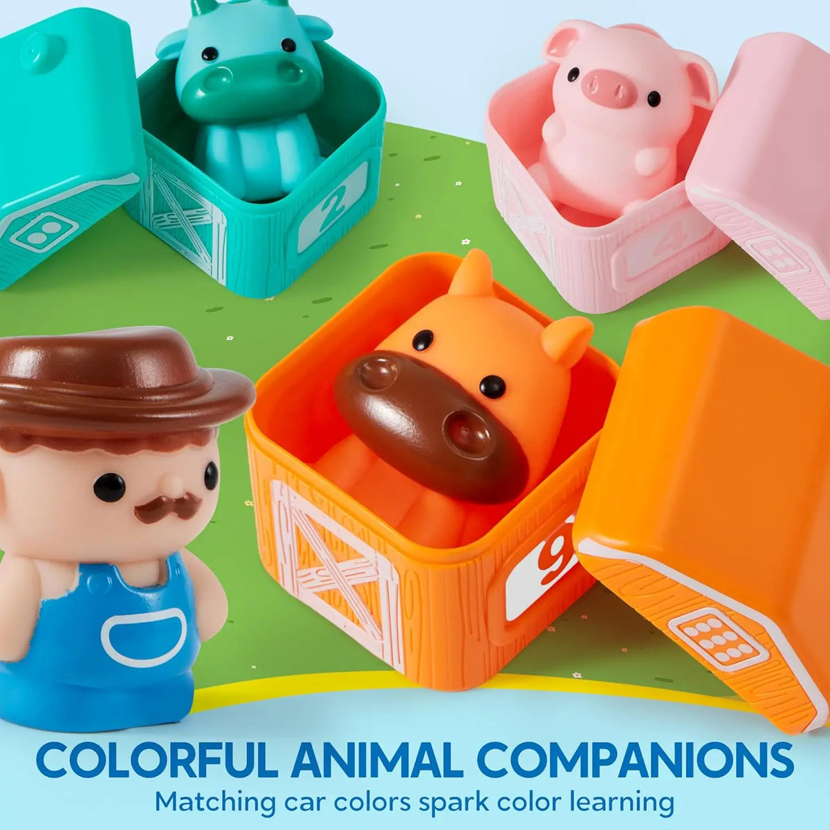 Learning Farm Train Counting Matching & Sorting Montessori  Including 9 Farm Animals for Baby Christmas Birthday Gift