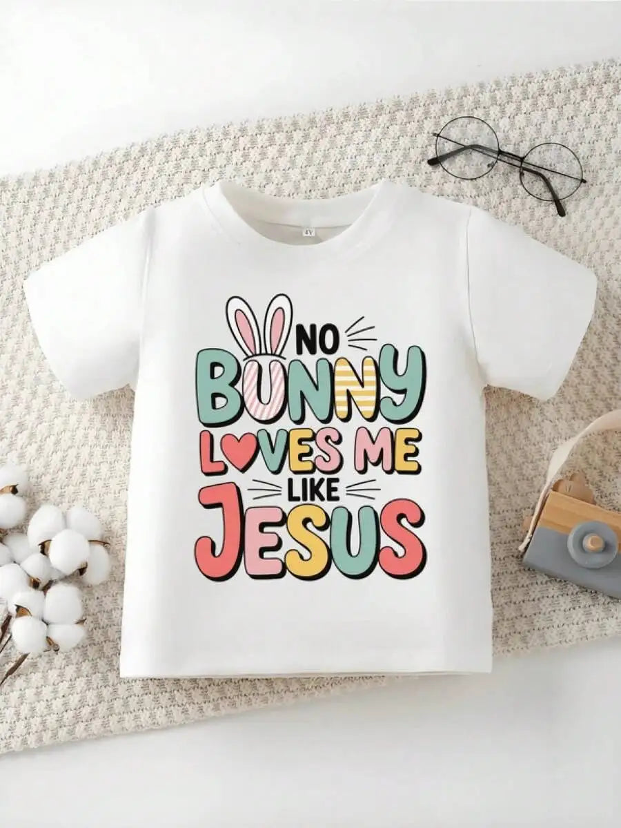 Easter Outfits Girl, Boys Easter Outfits Tween Summer Clothes Mommy And Me Matching Outfit, Kids White T-Shirt NO BUNNY LOVES ME