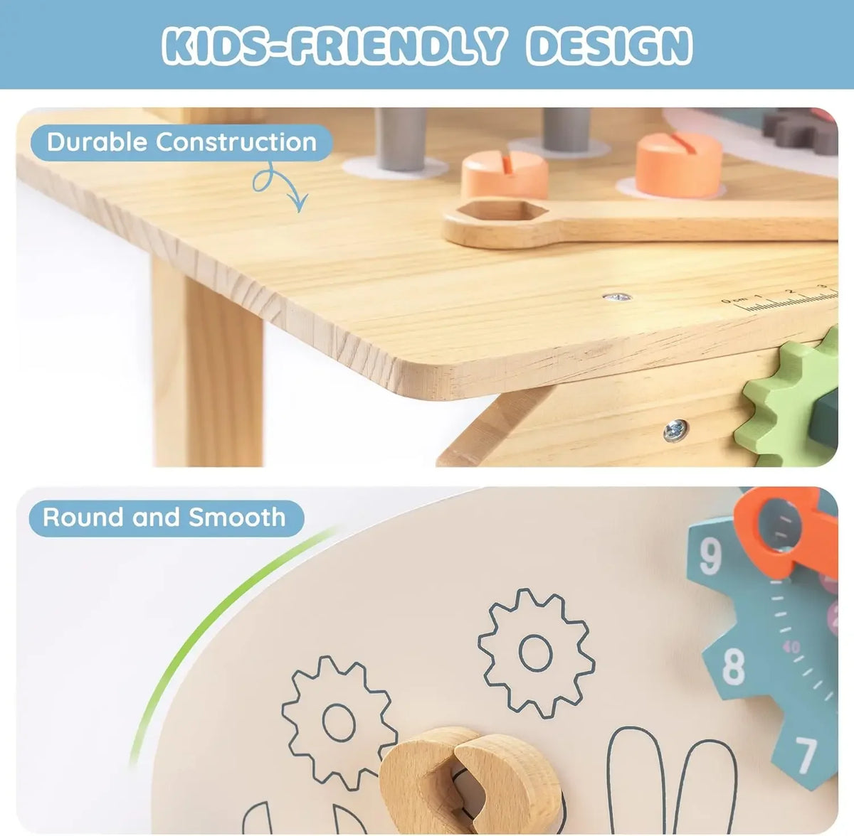 Kids Tool Bench Set Large Wooden Work Bench Construction Toys Workshop Kid Toys Tool Set  for Boys Girls  3 +
