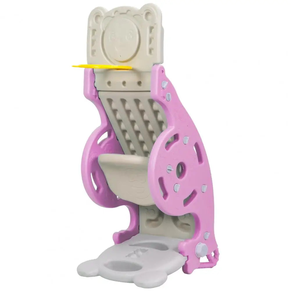 4-in-1 Kids Slide Rocking Toy, Portable Combination Slide for Age 1-6 Boys Girls, Rocking Horse with Basketball Hoop Toy Slide