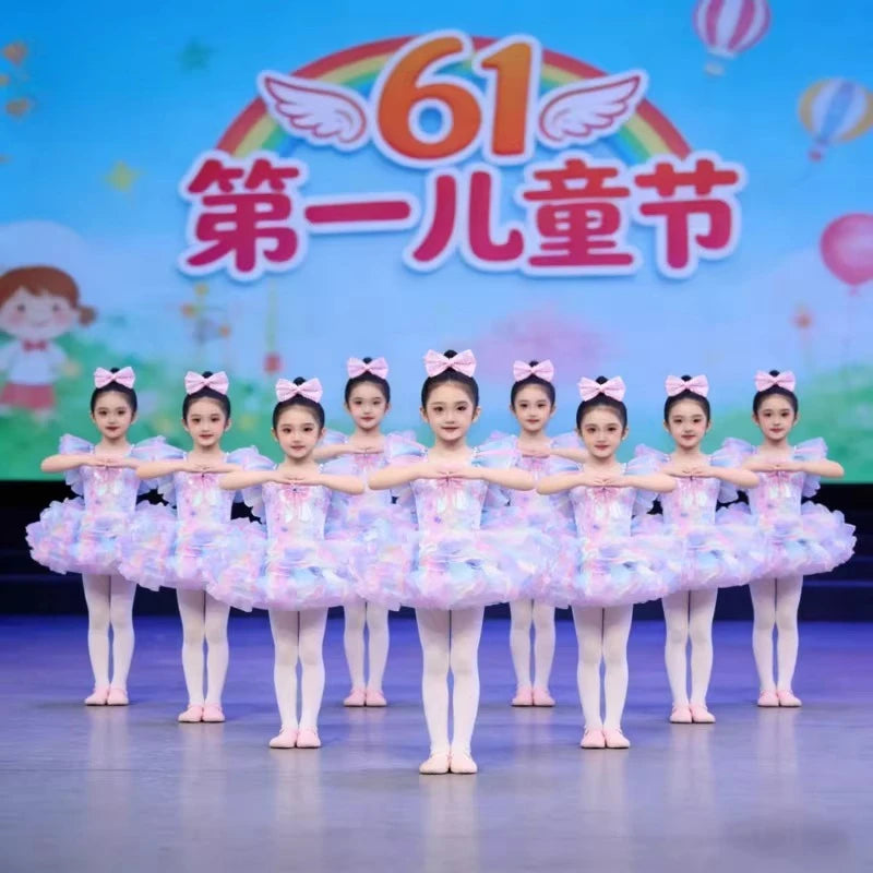 Children's tutu dress kindergarten dance sequins professional tutu kids girls performance costume Ballet Dress