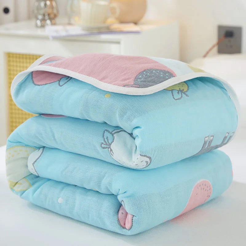 Breathable 6-layer Muslin Blanket for Children Adult 100% Cotton Sofa Bed Throw Blankets Soft Skin-Friendly Towel Blanket Summer