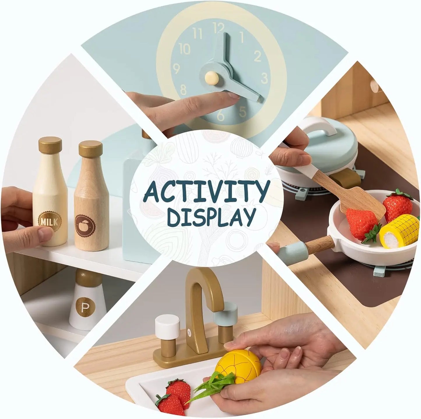 Wooden Kitchen for Kids Play Kitchen with Plenty of Play Features Toddler Kitchen Set Gift for Girls Boys 3+