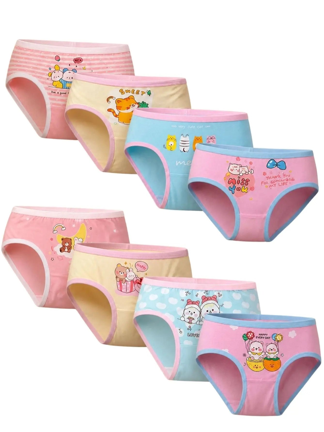 16 Pack Fashion Girls Briefs, Cute Bear Print Girls Underwear, Soft Quick-dry Toddler Underpants, Perfect Gift for Kids