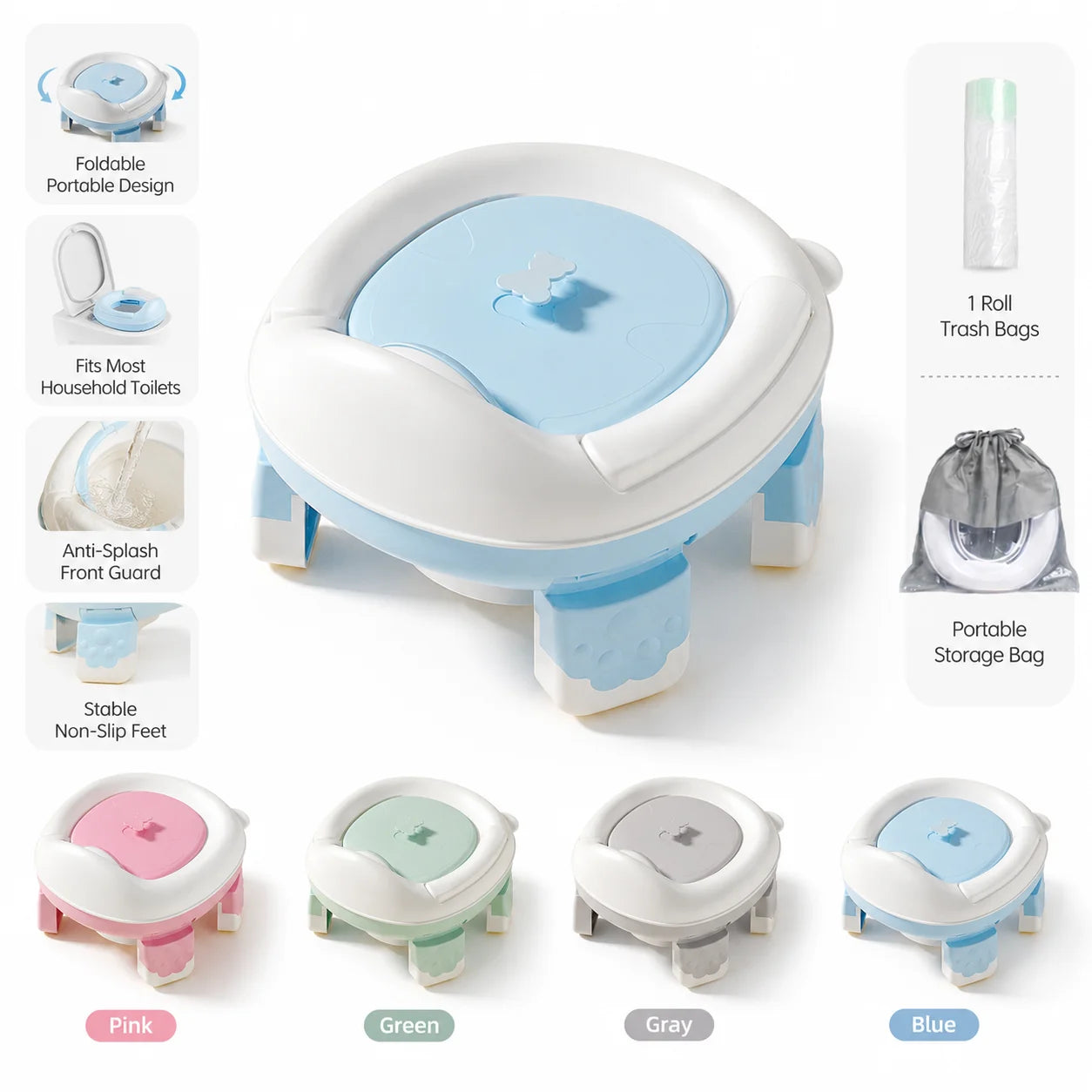 Kids Toilet Seat For Toddler Baby Potty Training Portable Toilet Ring Anti Splash Design Universal Fit Bathroom Seat For Kids