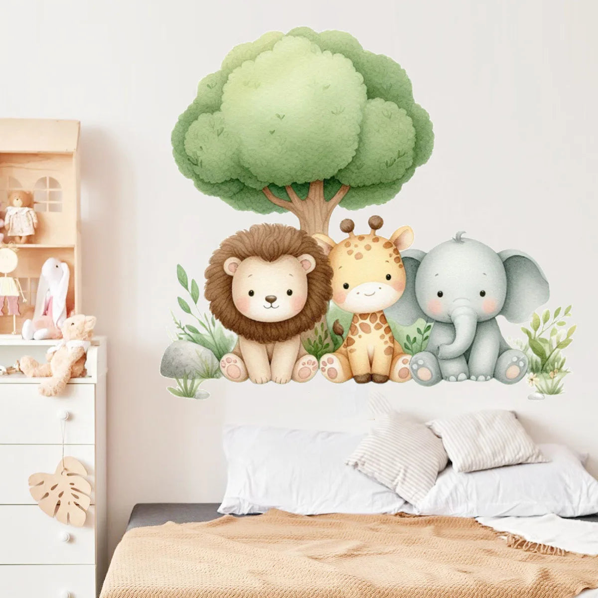 Cartoon Forest Animals Wall Stickers for Kids Rooms Boys Girls Baby Room Decoration Child Wallpaper Home Decor Giraffe