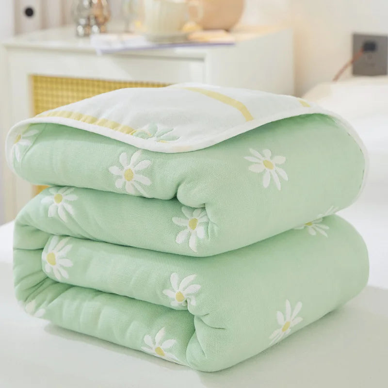 Breathable 6-layer Muslin Blanket for Children Adult 100% Cotton Sofa Bed Throw Blankets Soft Skin-Friendly Towel Blanket Summer