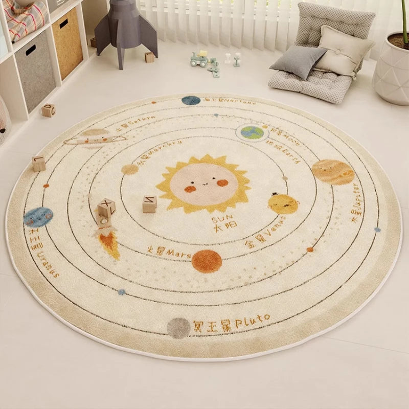 Children Room Thickened Carpet Reading Area Baby Children Crawling Carpets Living Room Bedroom Study Winter Round Plush Rug