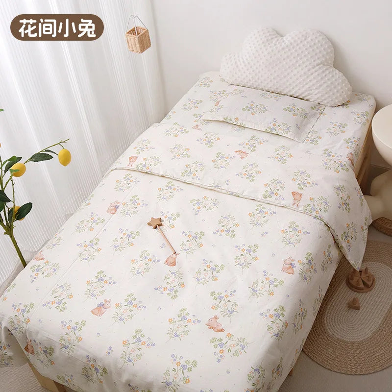 3Pcs Set Baby Beddings Set Organic Cotton Duvet Cover Case Bed Sheet Pillow Case With Cartoon Printting Children Cot Bed Linen