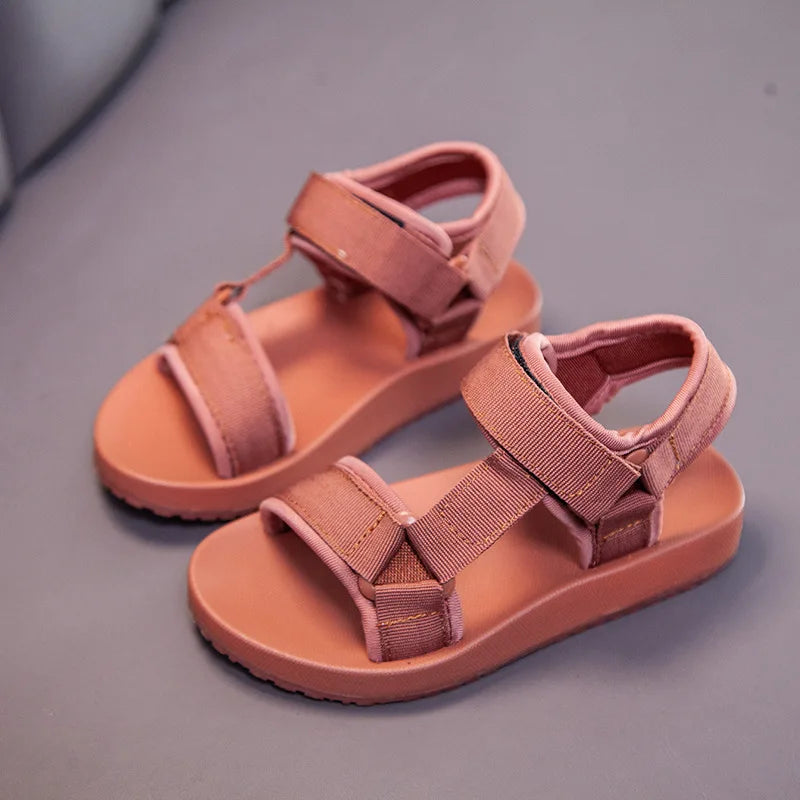 Boy Girl Canvas Sandals Slippers Solid Color Soft Soled Anti-Slip Children Kid Shoes Summer Beach