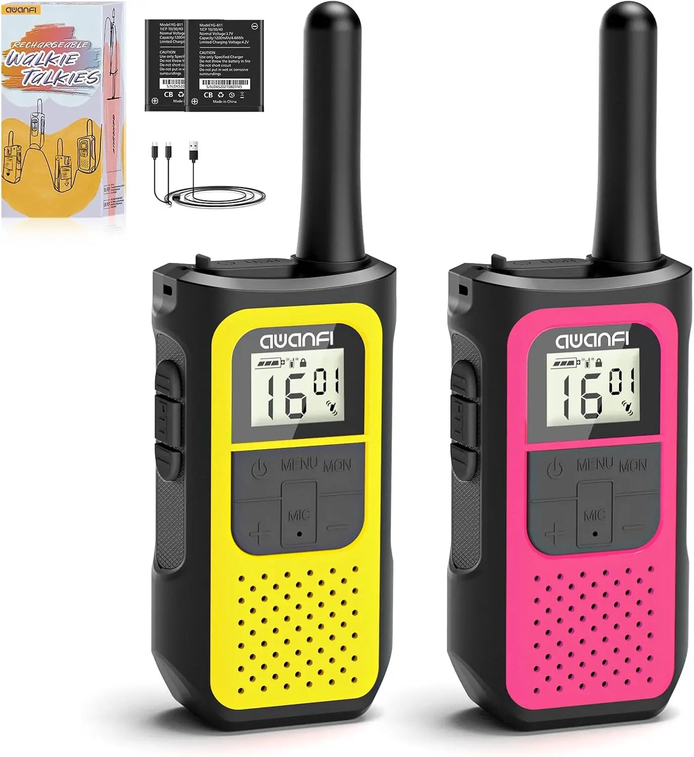 2/3/4 Pack Walkie Talkies for Kids, Long Range Rechargeable 2 Way Radios with VOX for Camping Hiking Cycling