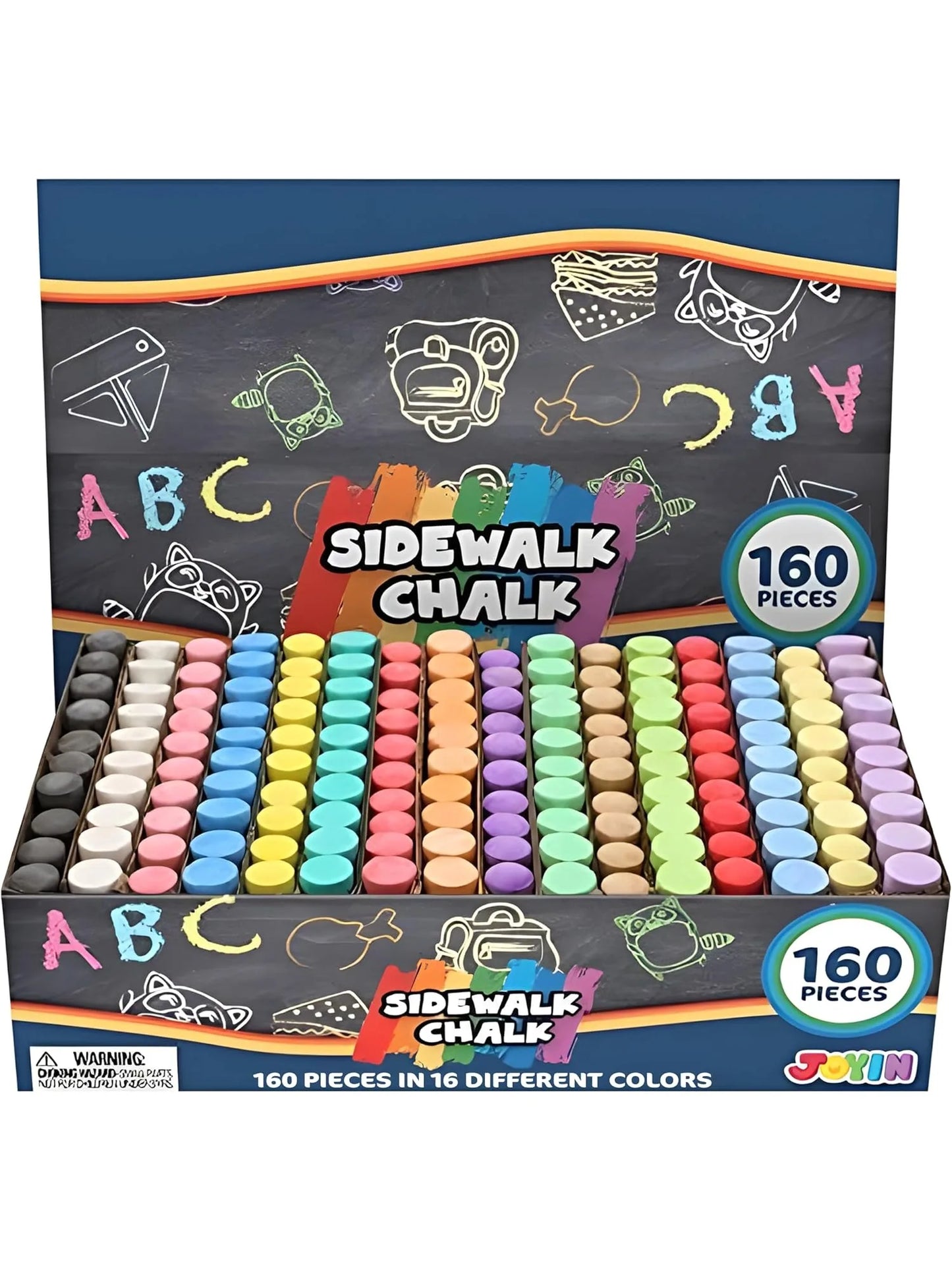 160 PCS Sidewalk Chalks Set Non-Toxic Washable Jumbo Chalk for Outdoor Art Play Painting on Chalkboard Blackboard and Playground