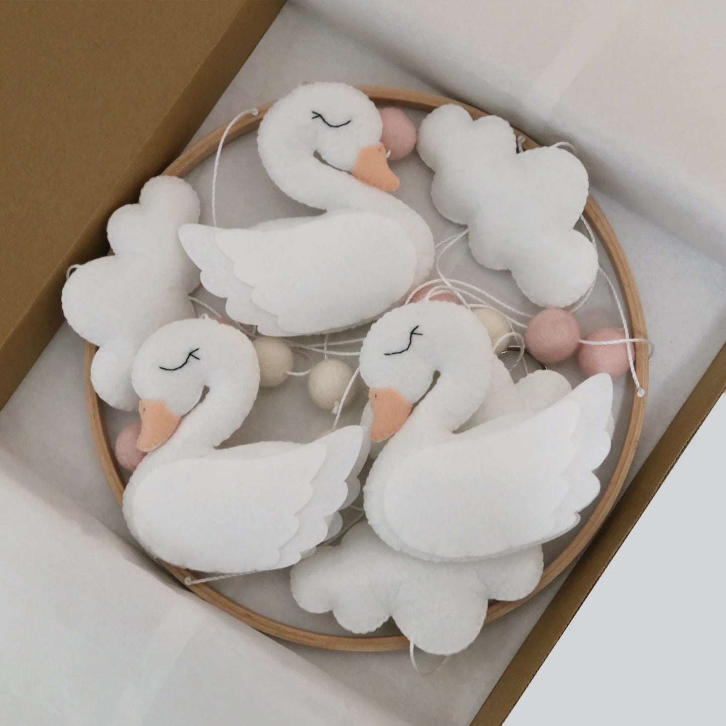 Swan Baby Mobile for Nursery, Baby Girl Mobile, Crib Mobile