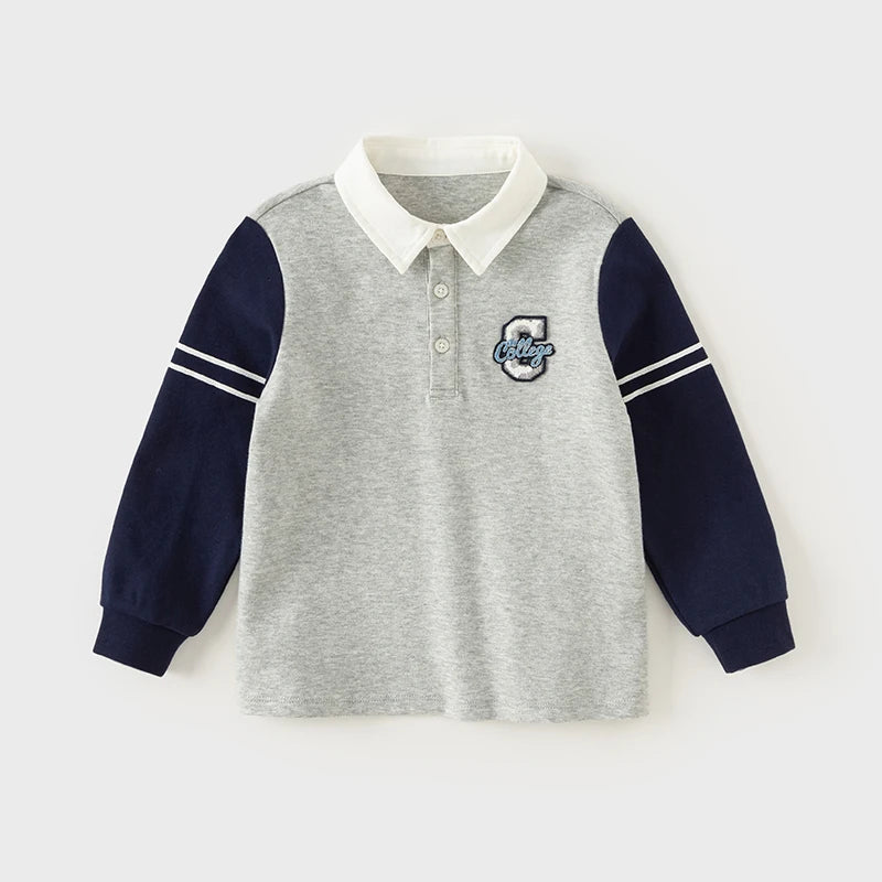Boys Long-Sleeved T-Shirt Children's Top Boys Polo Shirt Spring Autumn Children's School Clothes DB3241636