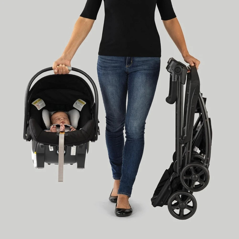 Universal Infant Car Seat Stroller Frame Adjustable Handle Parent Tray Black