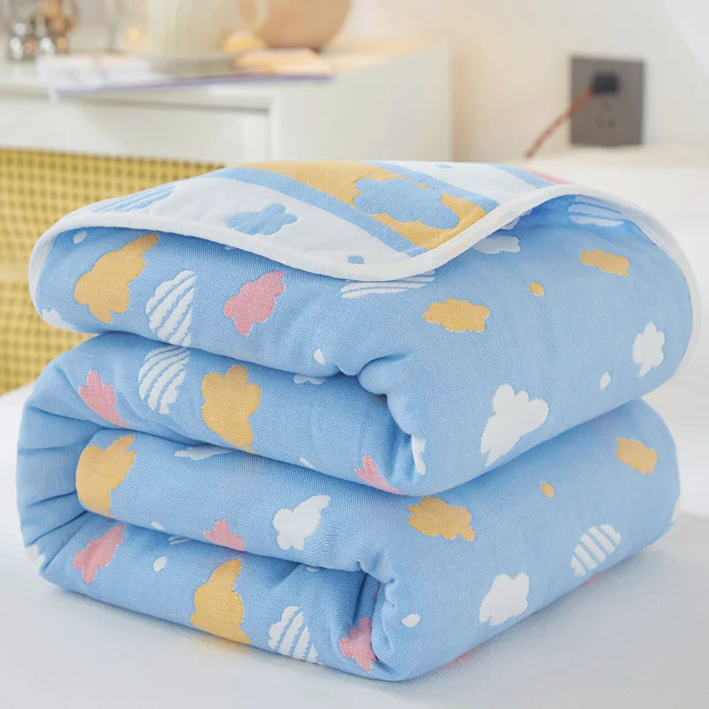 Breathable 6-layer Muslin Blanket for Children Adult 100% Cotton Sofa Bed Throw Blankets Soft Skin-Friendly Towel Blanket Summer