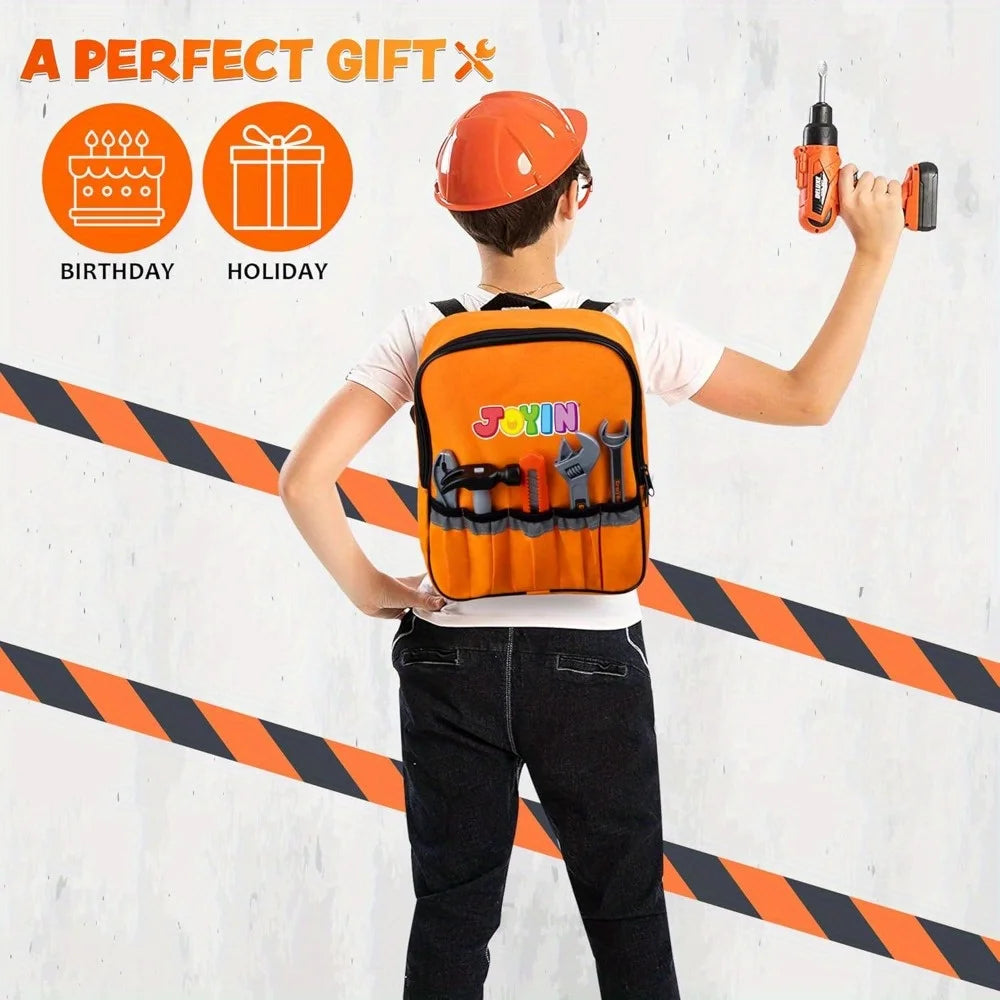 32PCS Kids Tool Set Pretend Play Toddler Tool Toys with Construction Backpack Costume for Boy Girl Birthday