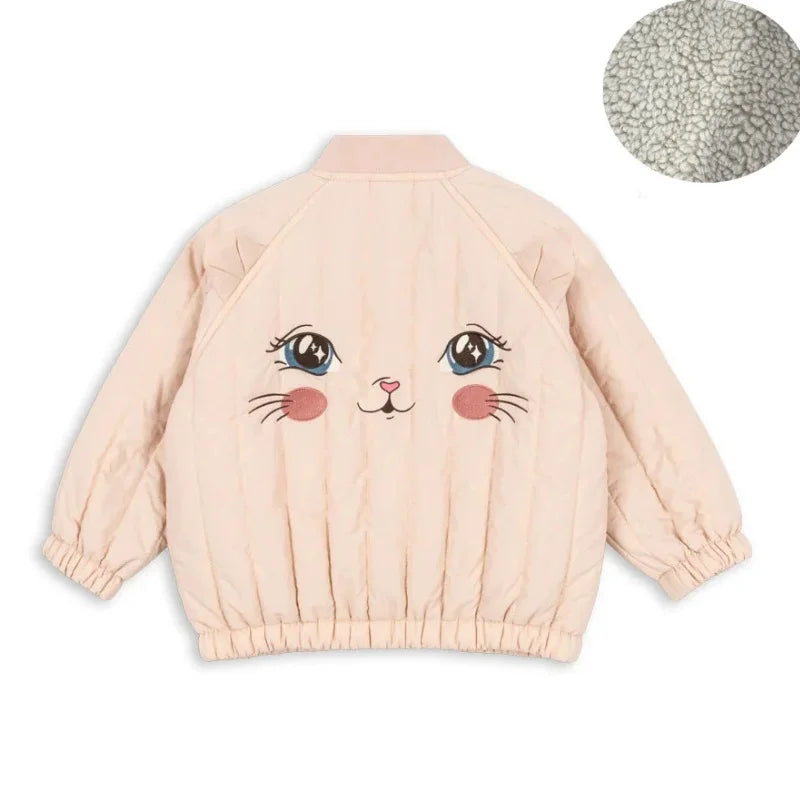Children's Jacket 2026 Winter New Printed Cute Fleece Thermal Girls Jacket Cotton Thickened Windproof Boys Baby Cotton Clothes