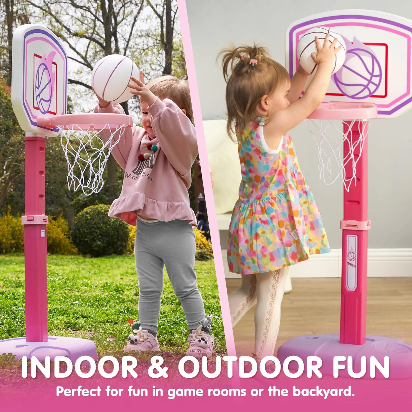 Basketball Hoop Toddler Indoor Basketball Game Set Adjustable Basketball Goal With 4 Balls for Boys Girls Birthday Gift
