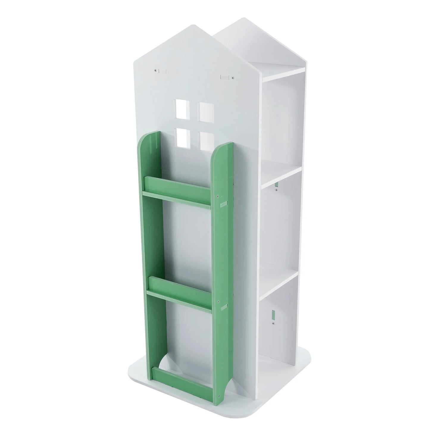 4-Tier Rotating Bookshelf 360° Display Floor Standing Bookcase Revolving Corner Bookshelf For Children 41*41*95cm